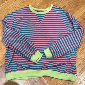 Striped Crewneck Sweater - Pink and Green